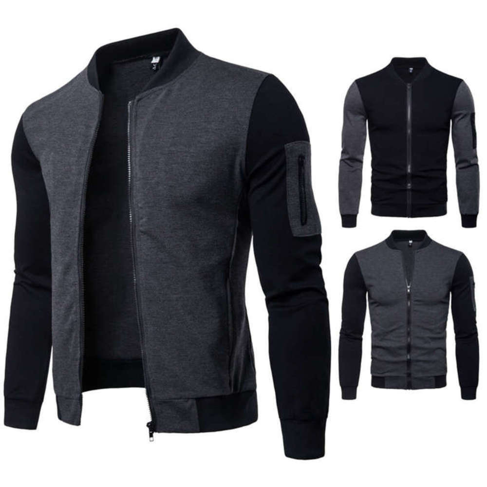 

2021 New British Style Vertical Collar Sweater Men's Patchwork Color Contrast Slim Fit Large Size Jacket For Men Free Shipping, Black;brown