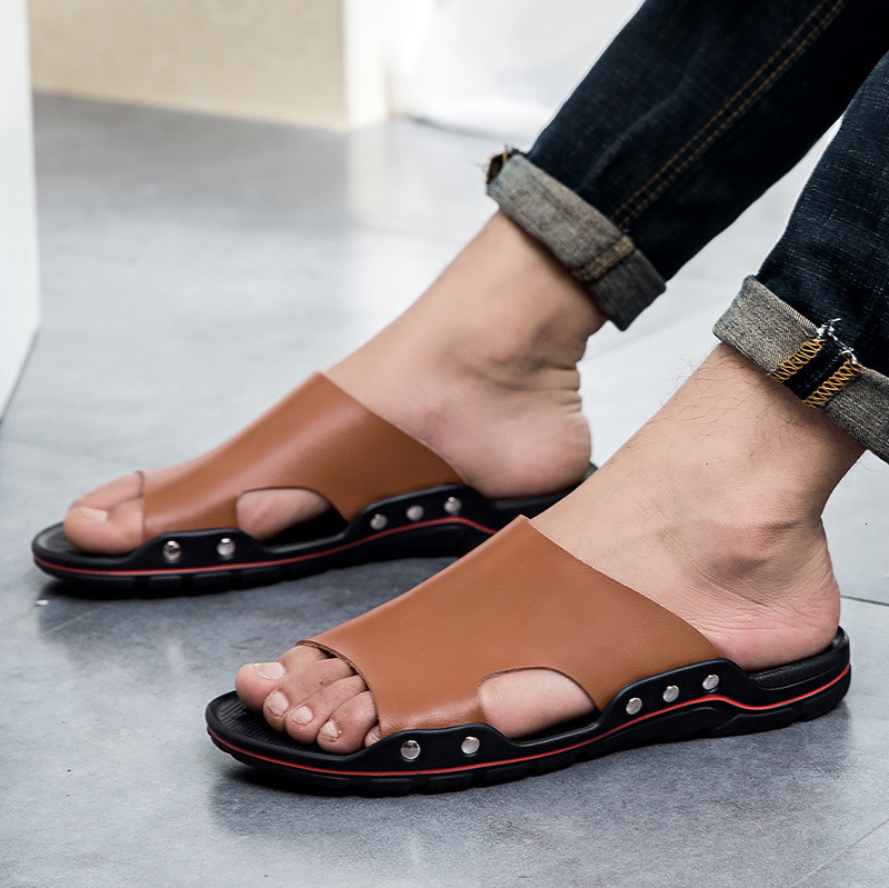 

Men's slippers summer fashion Slippers men's casual shoes breathable large Korean Trend beach 9TTT, 1# shoe box