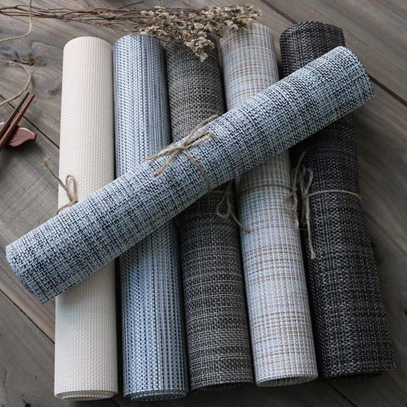 

Mats & Pads 45*30CM Table Mat PVC Rectangular Non-Slip Heat Insulation Braided Placemat Kitchen Restaurant Bowl Plate Cup Pad FP8