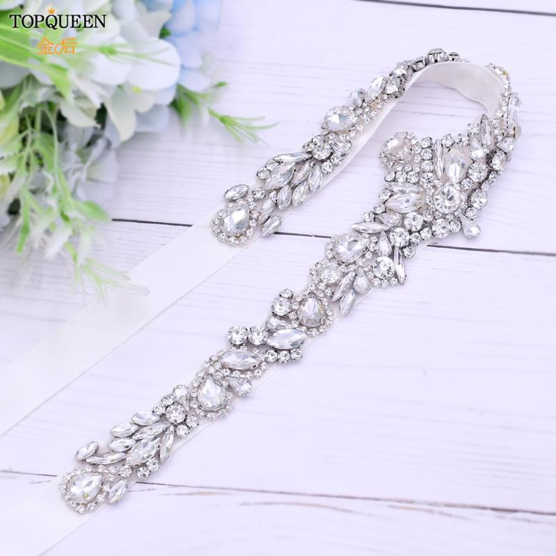 

Wedding Sashes TOPQUEEN S462 Silver Dress Sash Rhinestone Waist Belt Women's For Designer Bridesmaid Female Belts