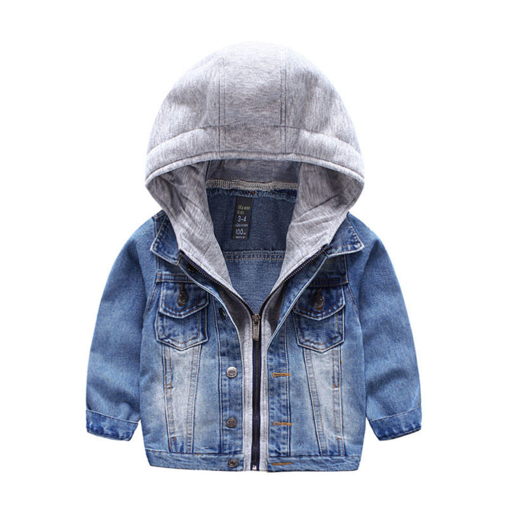 

Little Boys Cardigan Coat Zipper Denim Baby Hoodies Jackets Outerwear, Mix