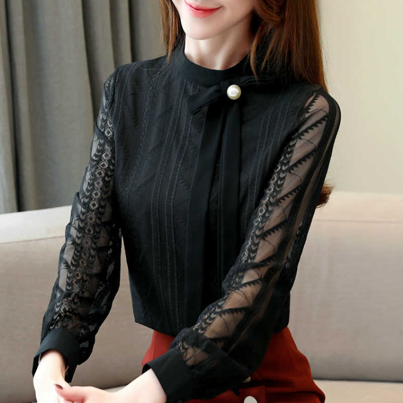 

Womens Tops And Blouses Long Sleeve Hollow Lace Chiffon Blouse Women Tops Blouses Woman Blouse Women Blusa Feminina C56 210602, Apricot