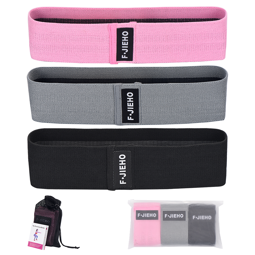 

3 pieces of weight non-slip latex fitness hip lift squat fabric resistance band, Multi-color