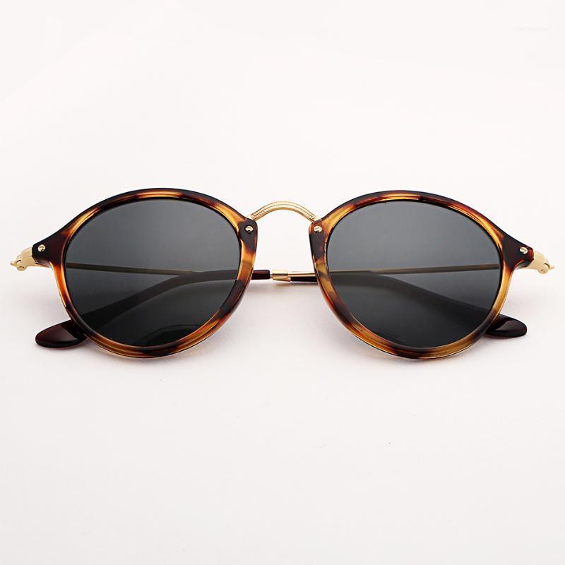 

Sunglasses Bolo.ban 2447 Round Fleck Women 49mm Glass Lens Mirror Tortoise Sun Glasses Gafas UV4001