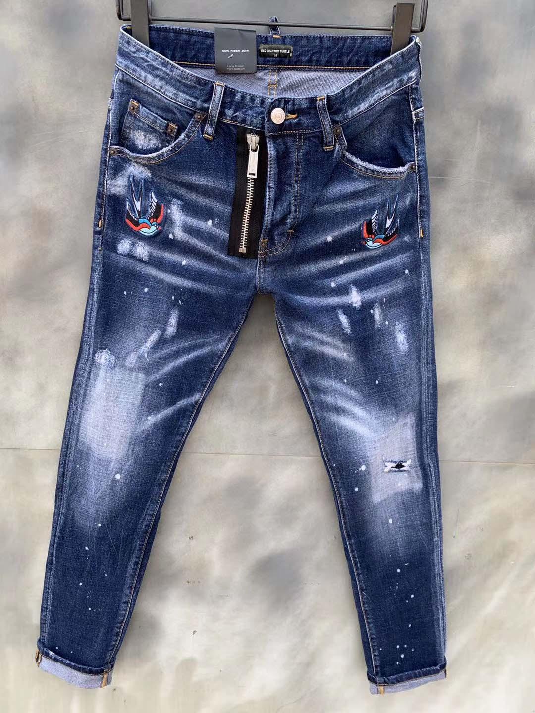 

DQ Jeans Mens Luxury Designer Jeans Skinny Ripped Cool Guy Causal Hole Denim Fashion Brand Fit Jeans Men Washed Pants 61295 JML vOy, As picture