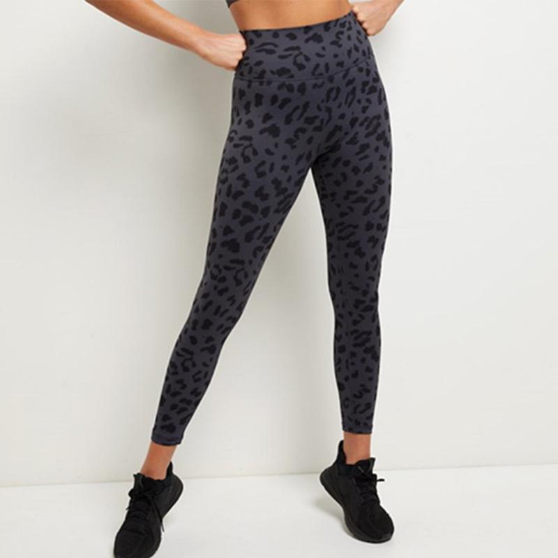 

2021 High Waist Women Seamless Yoga Pants Leopard Print Push Up Workout Pants Fitness Running Yoga Leggins Female Gym Tights, Grey