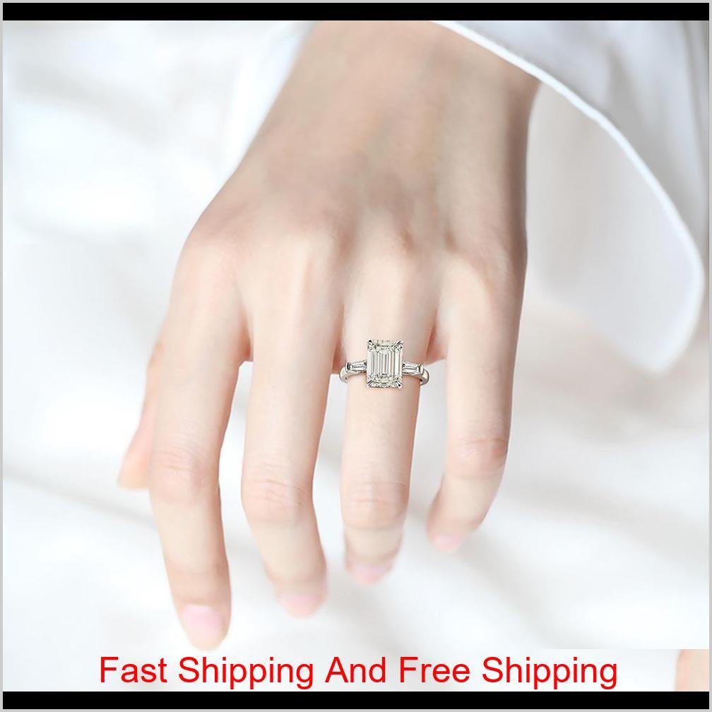 

Wong Rain 925 Sterling Silver Emerald Cut Created Moissanite Gemstone Wedding Engagement Diamonds Ring Fine Jewelry Wholesale Q1214 Hv Rtfkd