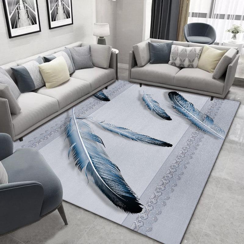 

Carpets Latest Modern Light Luxury Gold Feather Carpet Living Room Table Rug Nordic Kids Bedroom Large Rugs Sofa Floor Parlor Mat Home