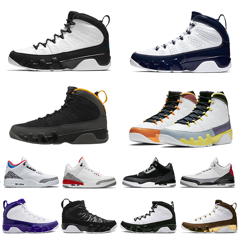 

Jumpman Mens 9 OG Basketball Shoes 9s University Blue UNC Spirit Racer High Bred Pearl Snakeskin Pink Photo Gold Silver Glitter Barons Men Sports Trainers Sneakers, Pay for box