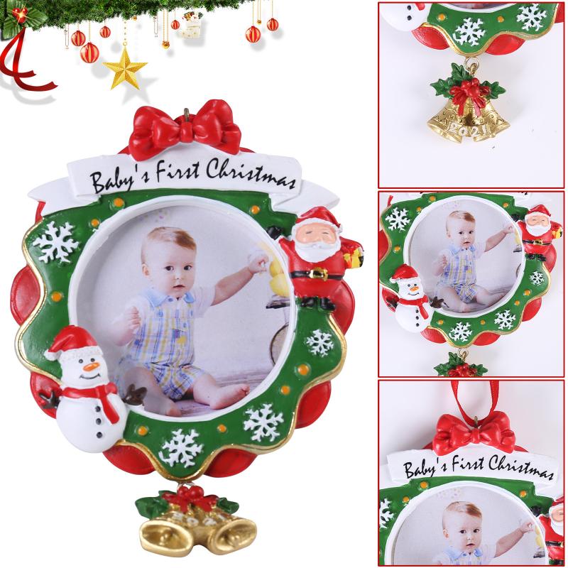

Christmas Decorations Frame Ornament 2021 3.9x3.6in Resin Ornaments Wreath Po Pendant Tree Baby Home Decortion