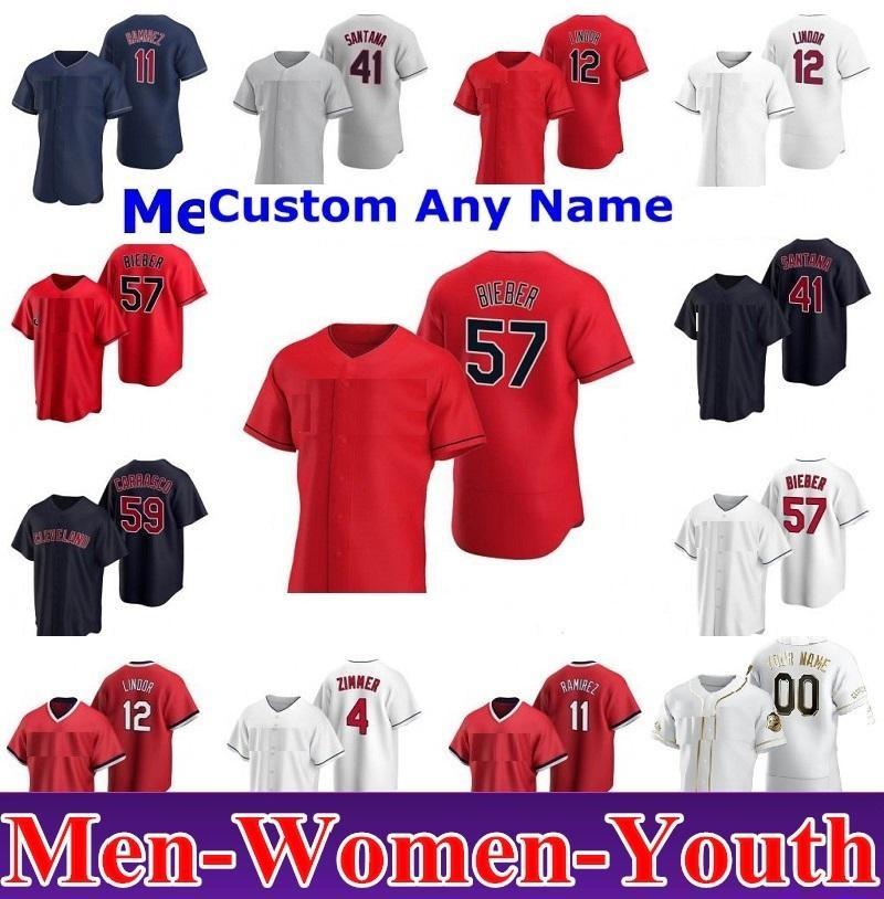 

2020 Cleveland Men Women kids Francisco Lindor Jose Ramirez Roberto Perez Shane Bieber Franmil Reyes Oscar Mercado Clevinger Indians Jersey, Blue;black