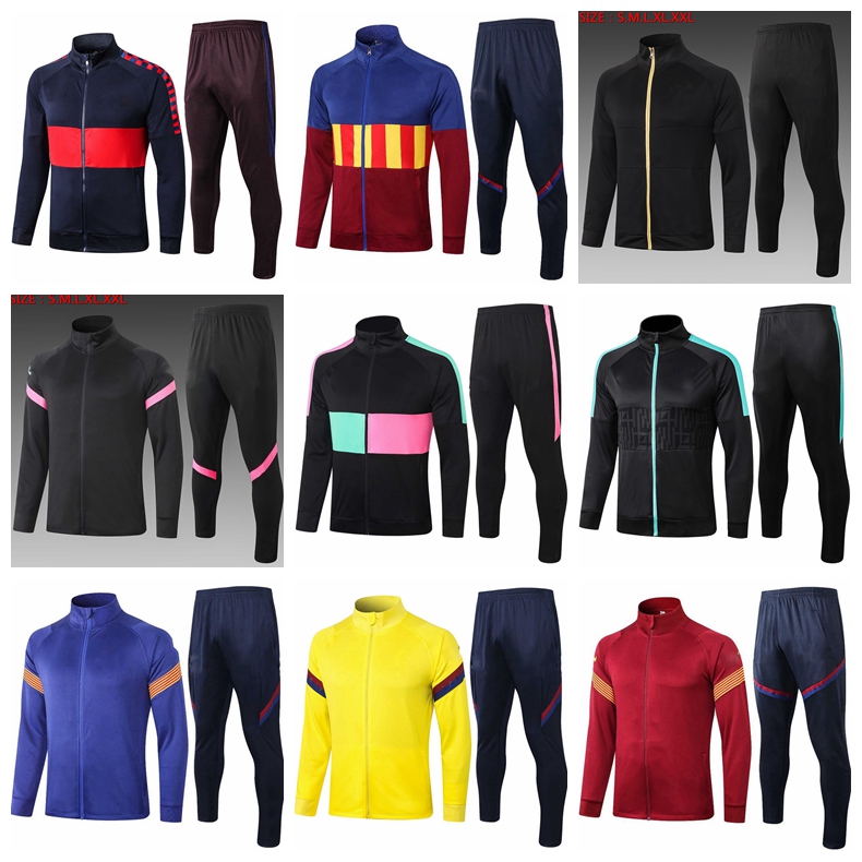 

2021 adult Long zipper Barca Football Training Suits Long Sleeve Barcelona Soccer Tracksuit 20 21 Survetement Maillots de Foot Chandal A02, Gray