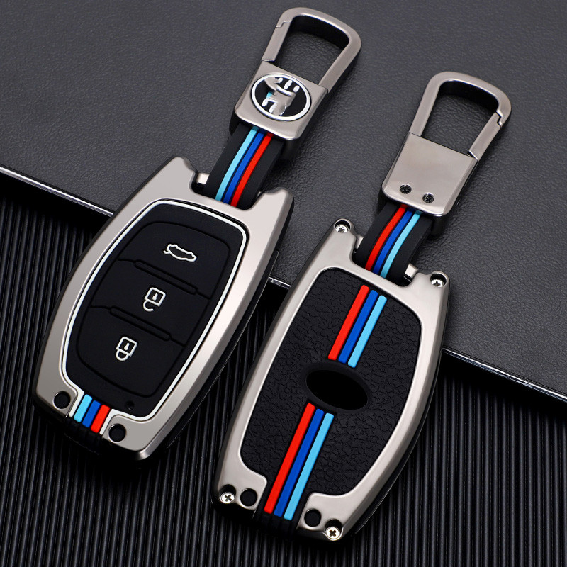 

Car Key Fob Case Cover Keychain For Hyundai Tucson Creta ix25 i10 i30 i20 Verna Mistra Elantra 2015 2016 2017 2018 Accessories, Sky blue