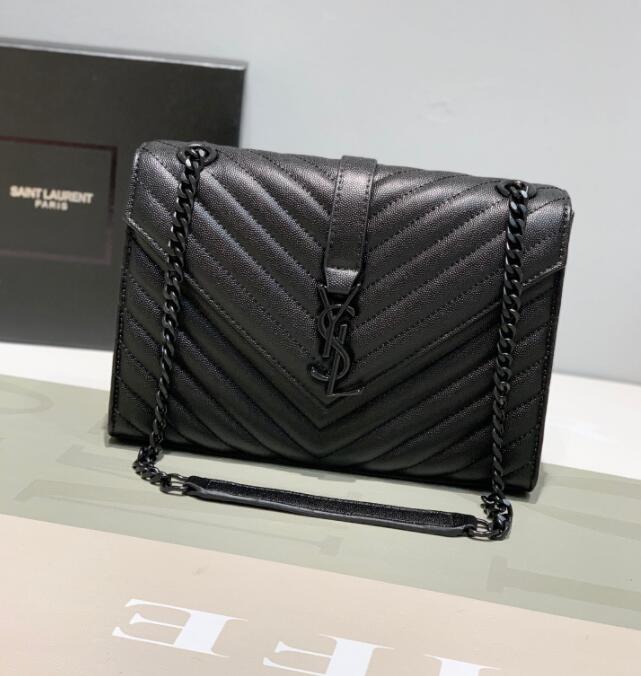 

LVYSLLouisVitton Prada Genuine Leather handbag women Cowhide Bag Designers Luxurys Handbags lady Fashion Designer Messenger Bags, Black black chain