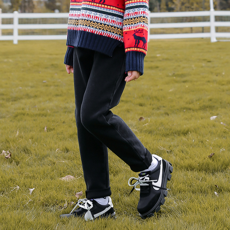 

Water washing stretch girl soft denim pants 2020 autumn and winter new children's wear cashmere trousers children plus velvet pants, Blue