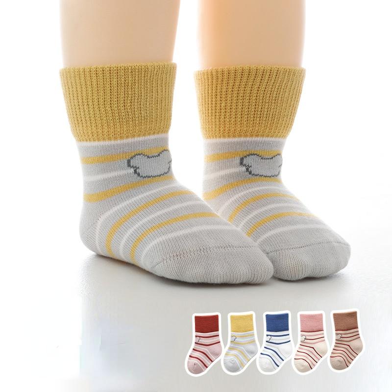 

Socks Cotton Baby Cartoon Stripe Floor Born Autumn Winter For Children Boy Girl Infant, Random color 1pair