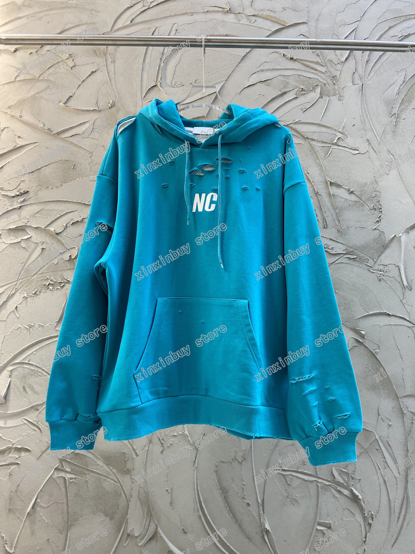 

21ss Designers Mens Womens Sweatshirts ripped-effect paris letter print Man Fashion T-shirt Tees Street luxurys white black blue xinxin