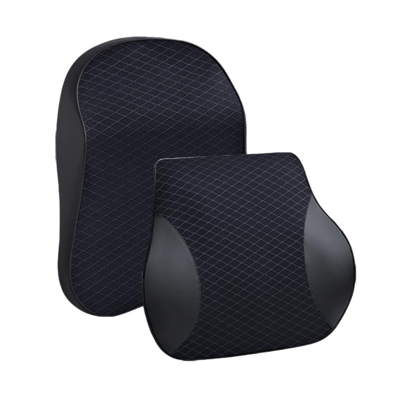 

Seat Cushions 3D Memory Foam Car Neck Pillow PU Leather Waist Rest Back Lumbar Cushion For Accessories