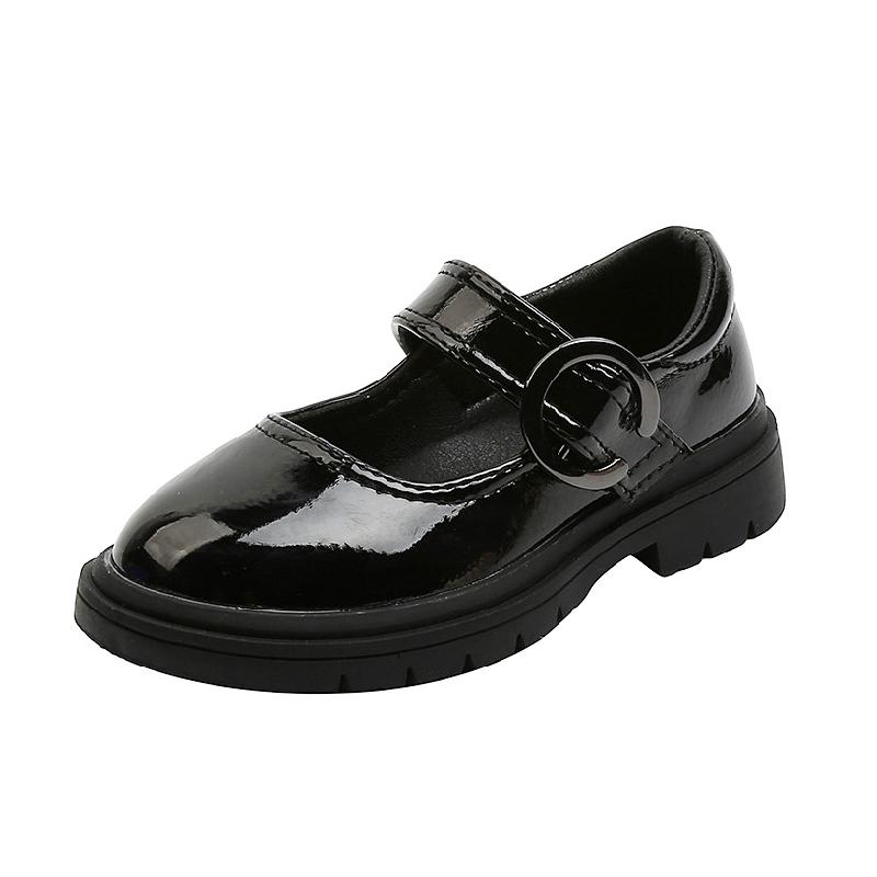 

Flat Shoes Children Dress Kids Black Mary Jane Loafers Girls Leather Princess Toddler Low-heeled Patent Sneakers, Black;grey