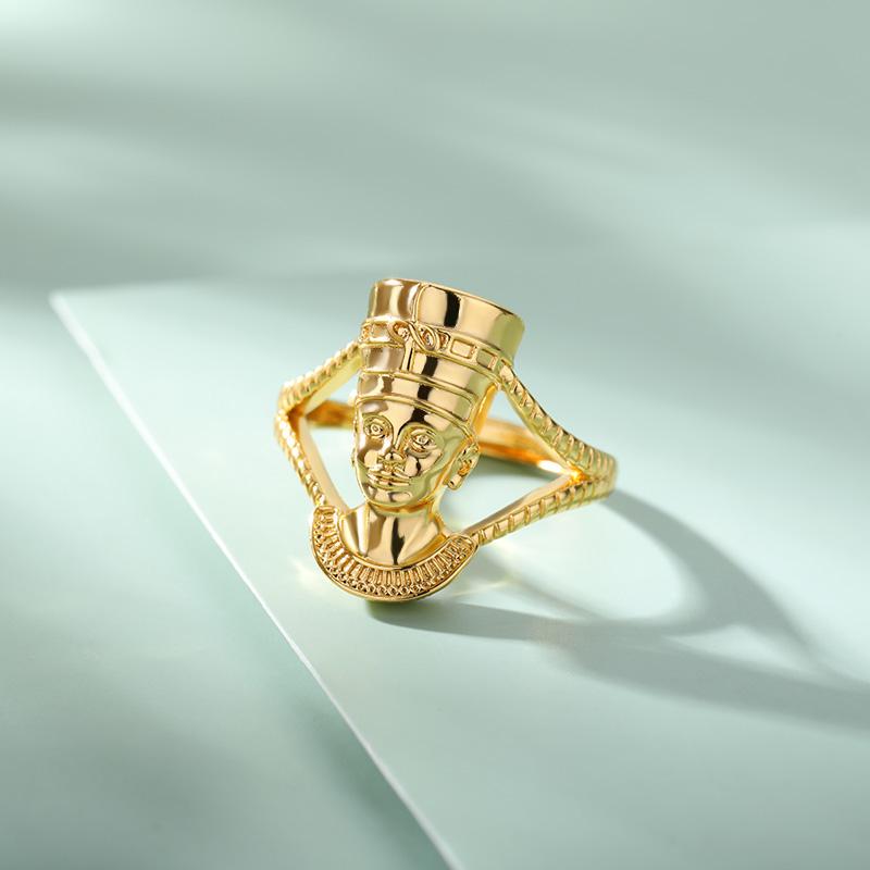 

Cluster Rings Gold Nefertiti For Women Men Egyptian Jewelry Black Pride Stainless Steel African Queen Ring Charm Goddess Africa