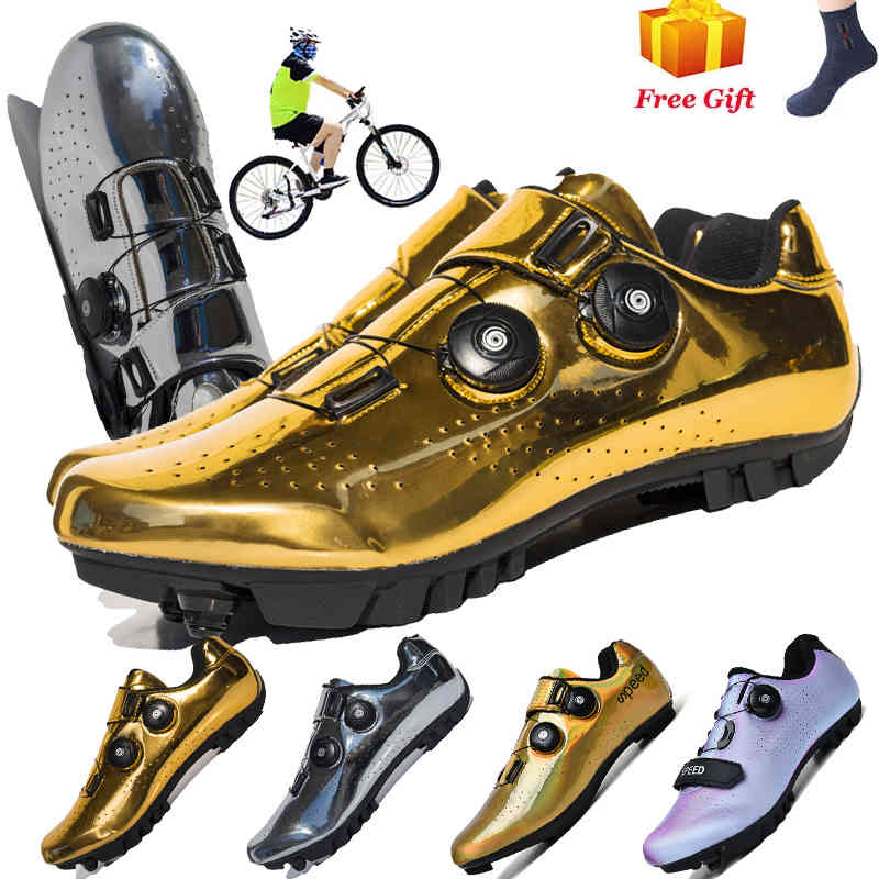 

newArrive Gold Road MTB Cycling Shoes Bike Self-Locking Carbon Fiber Ultralight Professional Bicycle Racing 210714, See chart