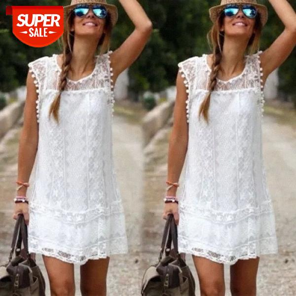 

Casual Women Summer Short Mini Dress Lace Patchwork Floral Sleeveless Evening Party Sundress US #sH2V, Black;gray