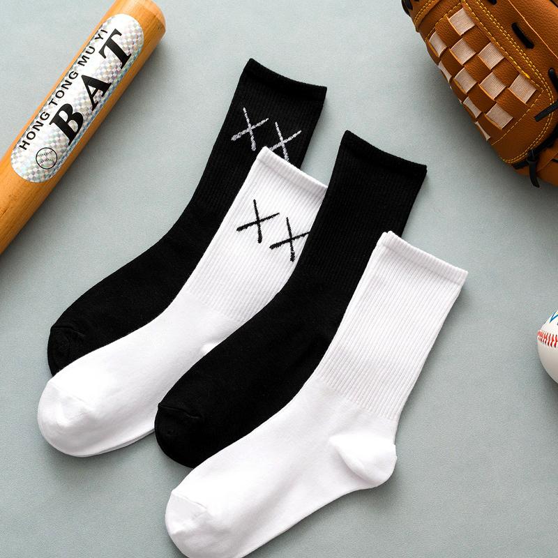 

Socks & Hosiery Women's Sports Solid Color Black White XX Pattern Fashion Japanese Harajuku Hip Hop Street Cotton, Al15-3