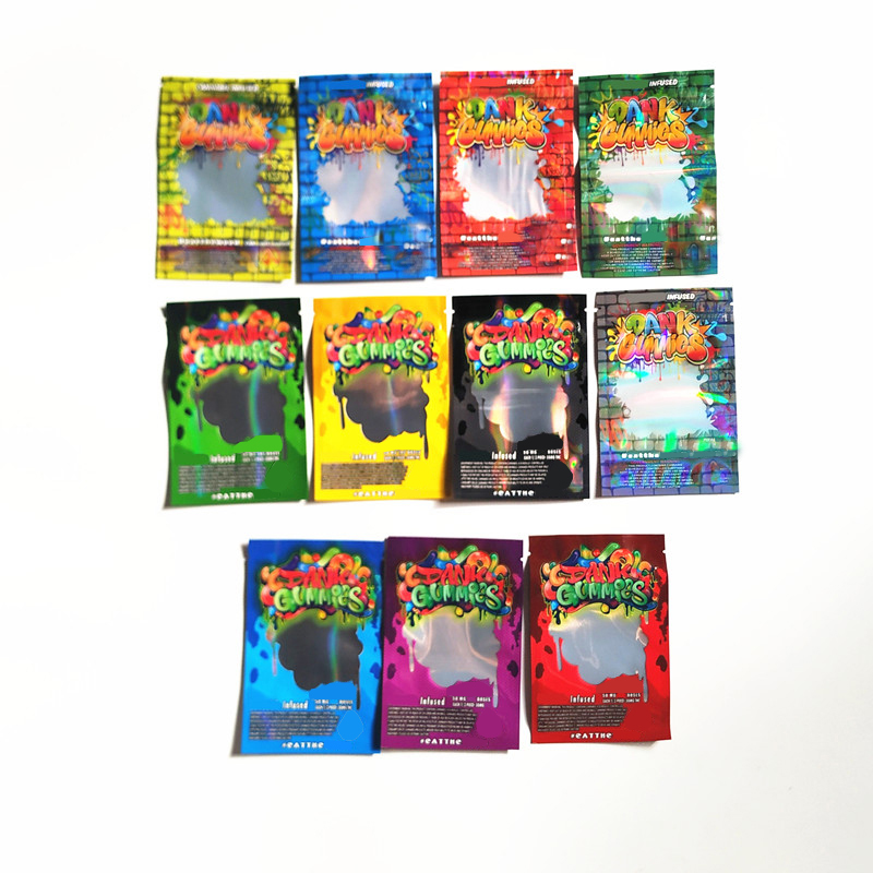 

3.5g Hologram Dank Gummies 500MG Holographic Edibles Bags Packaging Gummy Bag Smell Proof Mylar Package