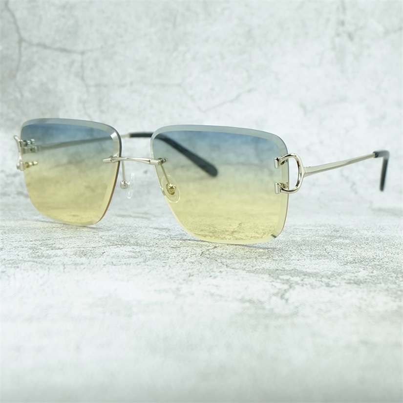 

Wire C Sunglasses Men Rimless Designer Luxury authorized Sun Glasses Vintage Oversized Square Shades Eyewear Lentes De Sol Mujer