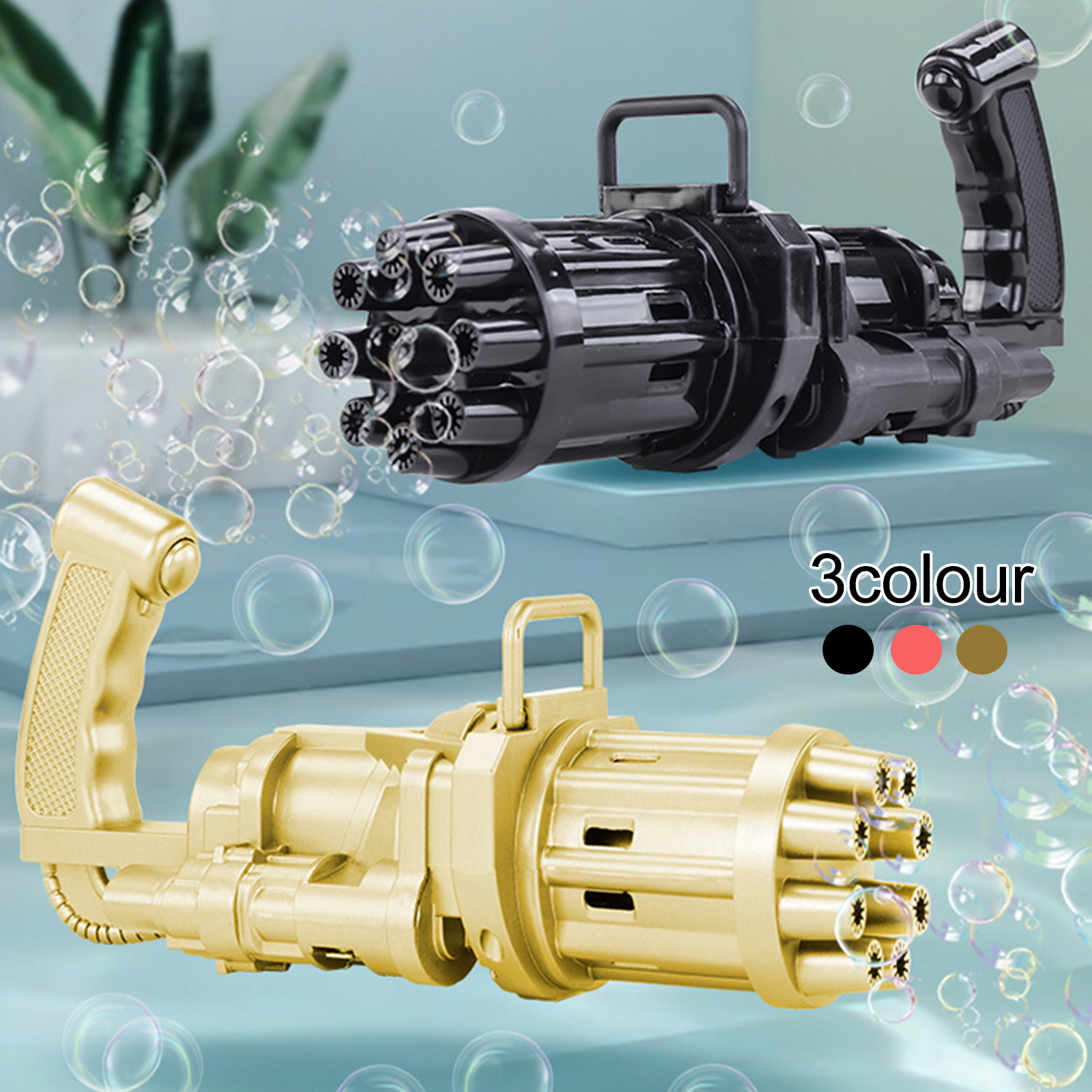 

Super Bubble Machine Automatic Gatling Gun Toys Summer Soap Water 2-in-1 Electric For Kids
