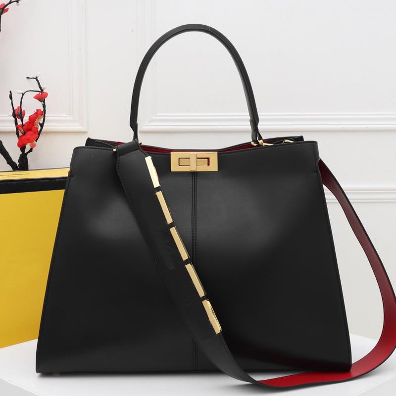 

Large Capacity Package Shoulder Bag F letter Tote Genuine Leather Handbag Purse Wide Belt Luggage shopping Top Quality