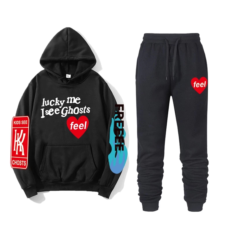 

Gym Clothing West Graffiti Letter Print Plus Fleece Sweatshirt Men' Suit Harajuku Polar SweatshirtHip Hop Street Hoodie, Orange;grey