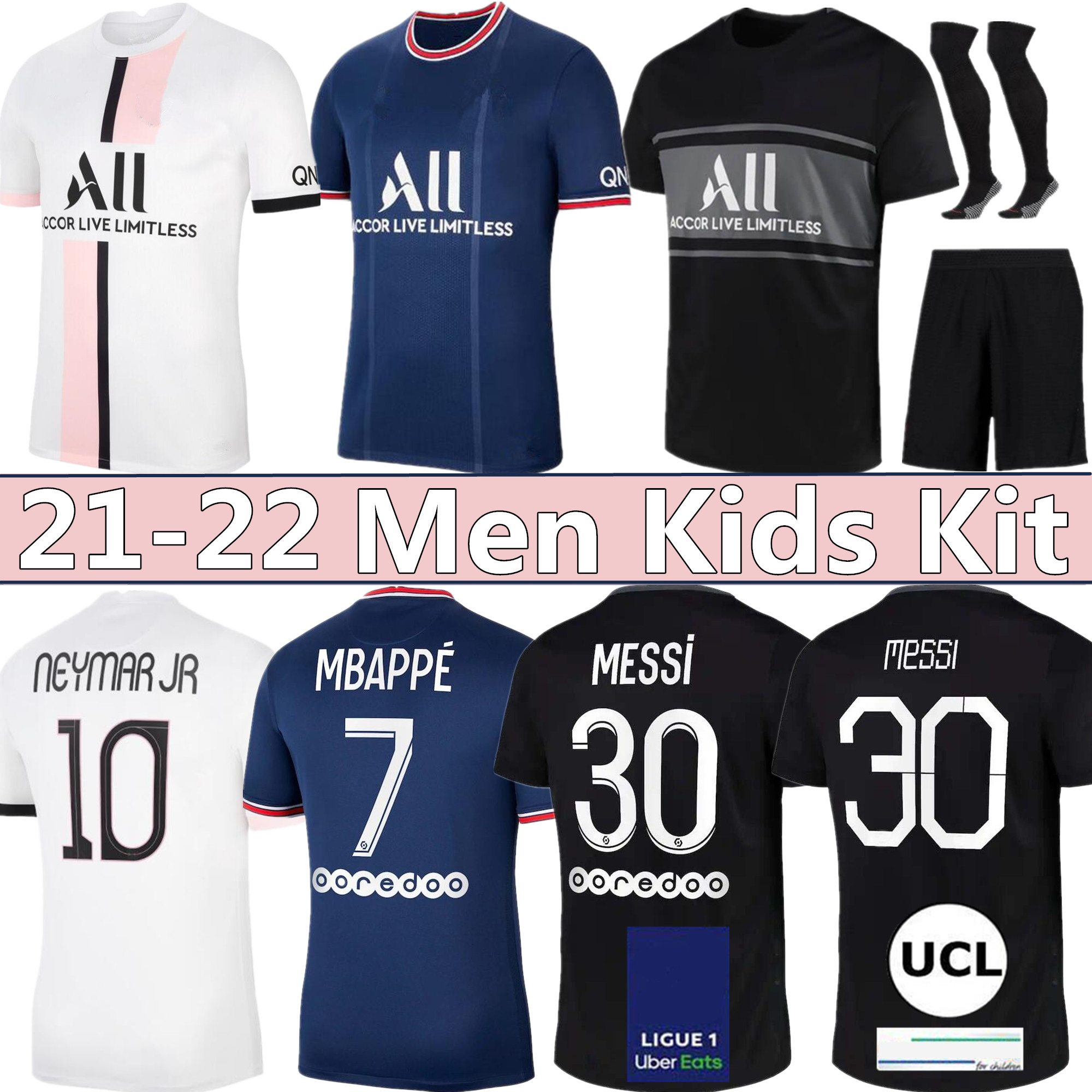 

21 22 MESSI soccer jersey MBAPPE NEYMAR JR SERGIO PSG JERSEYS RAMOS DI MARIA DRAXLER football shirt 2021 2022 Maillots MARQUINHOS VERRATTI women kids kit + men paris, Colour 3