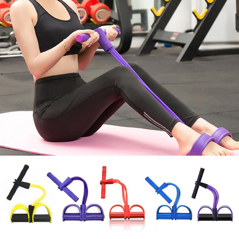 

4 Tube Pull Rope Fitness Elastic Bands Pedal Ankle Puller Abdominal Exerciser Home Gym Sport Sit Up Pull Rope Training Equipment