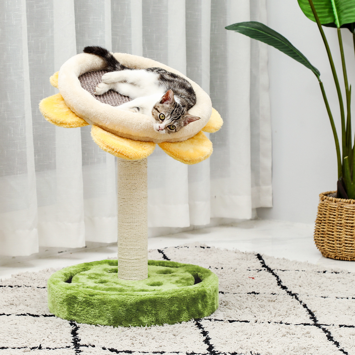 

2021 New Catry Tree Bed Scratch Post with Sisal Covered Climbing Activity Fiber 2-in-1 Best Cat Gifts of the Holiday Gt25