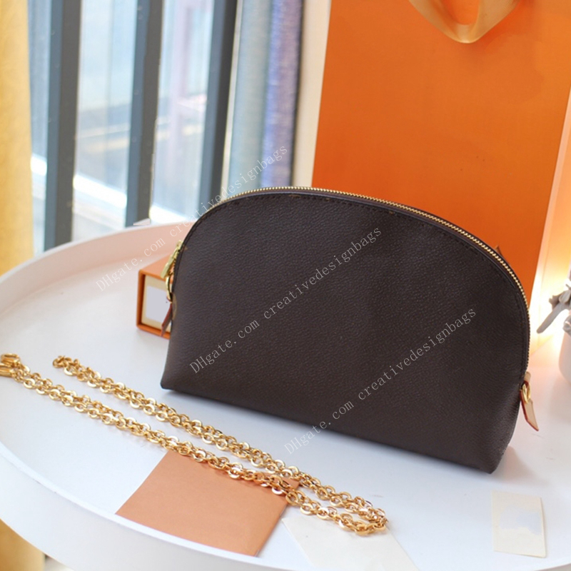 

10A Brand L Bag Mini cosmetic Makeup designer Bags Chain bag ladies fashion portable storage round canvas travel zipper wallet L018, M47515 flower