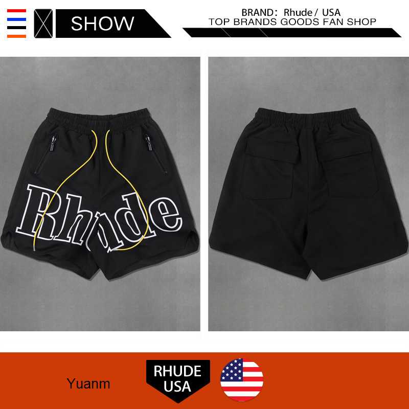 

Tide brand beach pants rhude x path RH New York exclusive shorts, Black