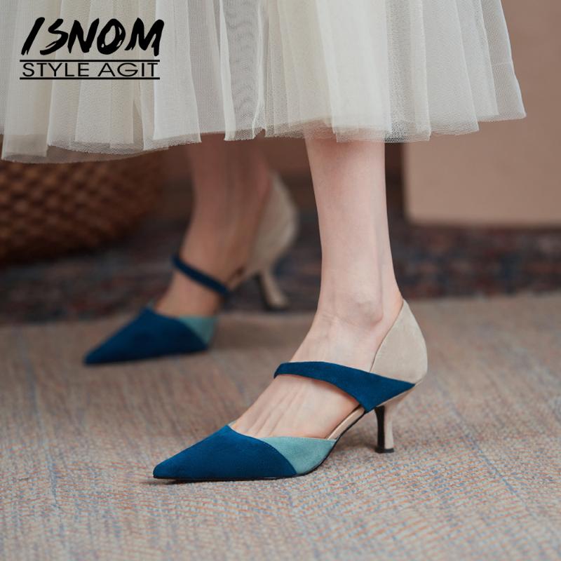 

Dress Shoes ISNOM 2021 Suede Leather Stiletto High Heels Pumps Trend Woman Spring Summer Shallow Est Wedding Women, Black