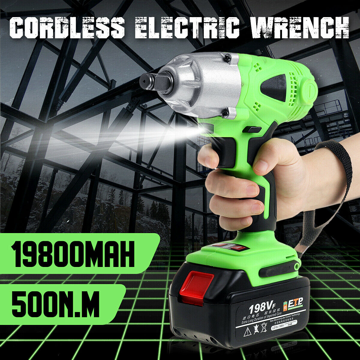 

New product 550N.M Electric Cordless Brushless Impact Wrench 198VF 3000rpm Ratchet Driver