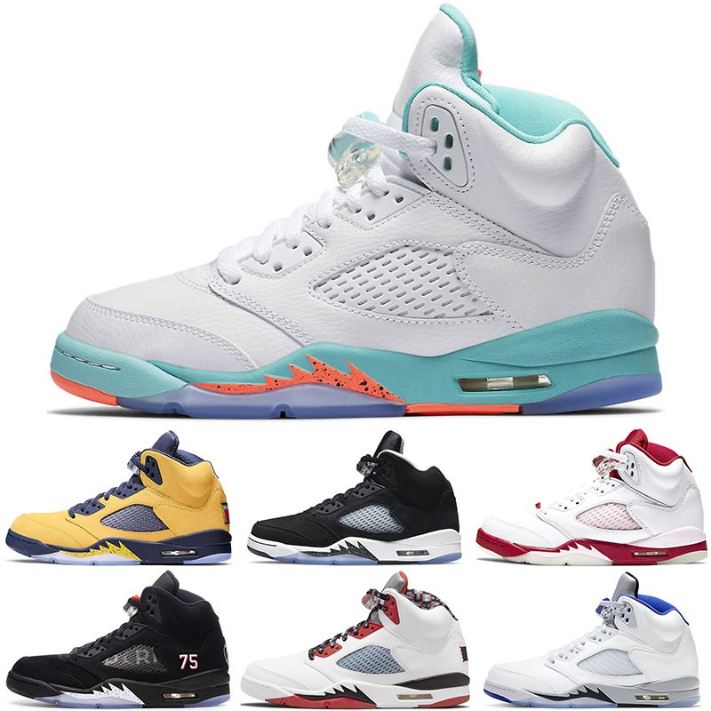 

classic original 5 basketball shoes 5s for men Alternate Bel-Air International Flight Island Green Light Aqua Michigan Oreo Pink Foam Quai 54 sneakers