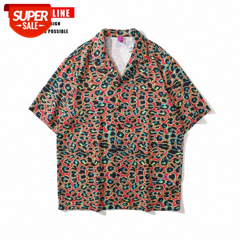 

TKPA National Leopard Print Digital Full Half Sleeve Shirt Men and Women Couples Hip Hop Loose Short Cardigan #d507, White;black