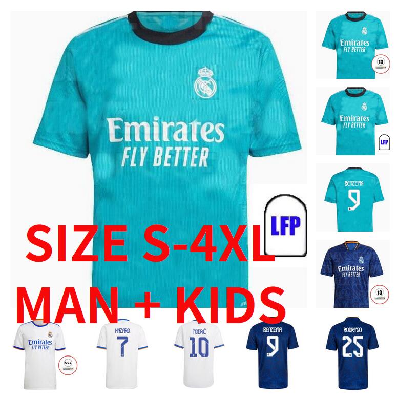 

SIZE S-4XL REAL MADRID jerseys 21 22 soccer football shirts ALABA HAZARD BENZEMA ASENSIO MODRIC MARCELO camiseta men + kids kit 2021 2022 un, Black;yellow