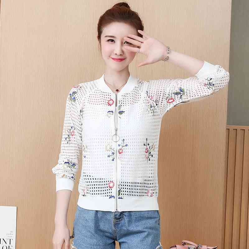 

Spring Summer Hollow Jacket Fashion Women Slim Long Sleeve Vintage Floral Embroidery Short Coats Woman Casual Outwear 210602