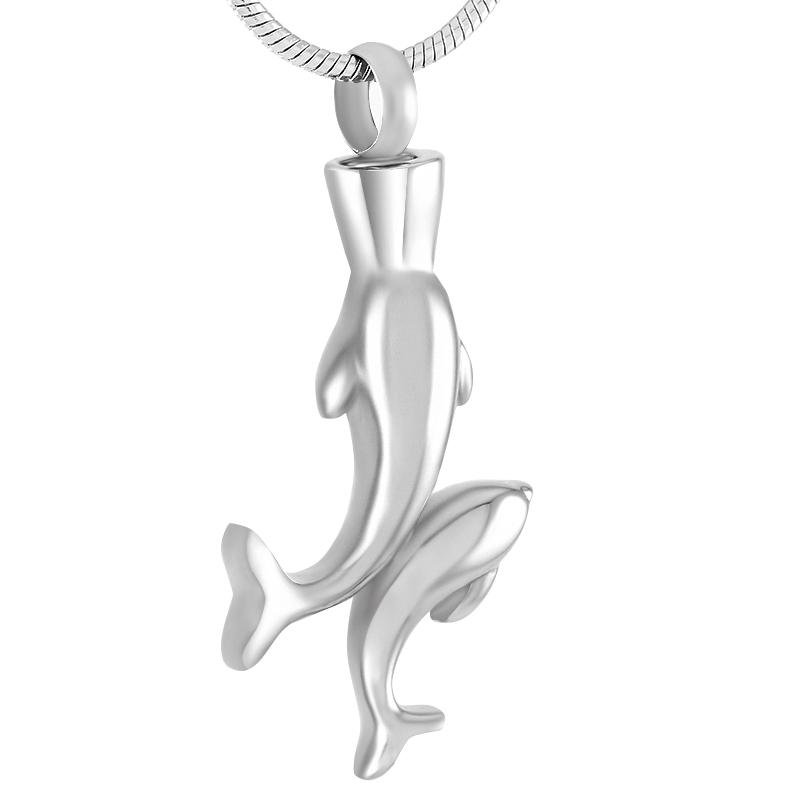 

Pendant Necklaces IJD9271 Steel, Black, Gold, Rose Gold Plating Double Dolphins Memorial Urn Necklace Cremation Pe Ashes Holder Keepsake