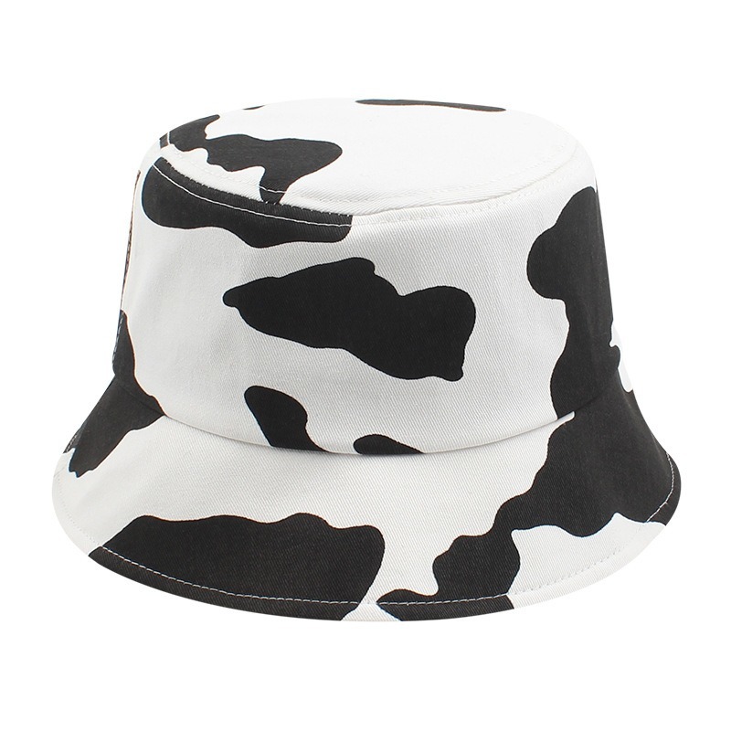 

Spring New Fashion Reversible Panama Black White Cow Print Bucket Hat Summer Sun Caps For Women Men Fisherman Hats