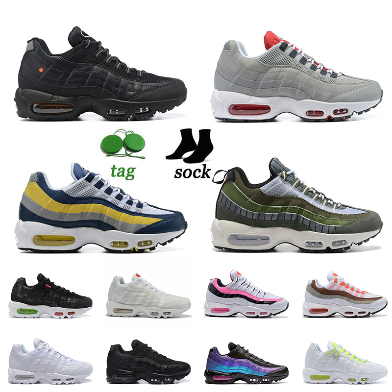 

2021 Fashion Womens Mens 95s Running Shoes Nik AirsMax 95 Sports Sneakers Midnight Navy Blue Champagne With Orange Red And Gray Laser Fuchsia Trainers, White;red