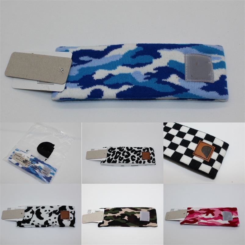 

Unisex Winter knit headband earwarmer hair band designer headwrap turban bonnets animal texture camouflage plaid stripe wool sports hair wraps bag packing GW4XF5H, Blue camo