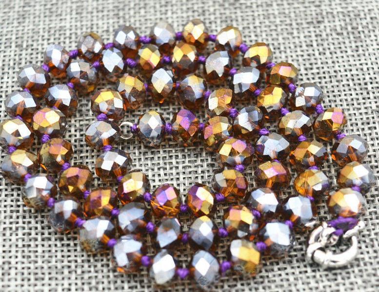 

Colorful 5X8mm Dark Yellow Multicolor Crystal Jewel Necklace 18" Chains