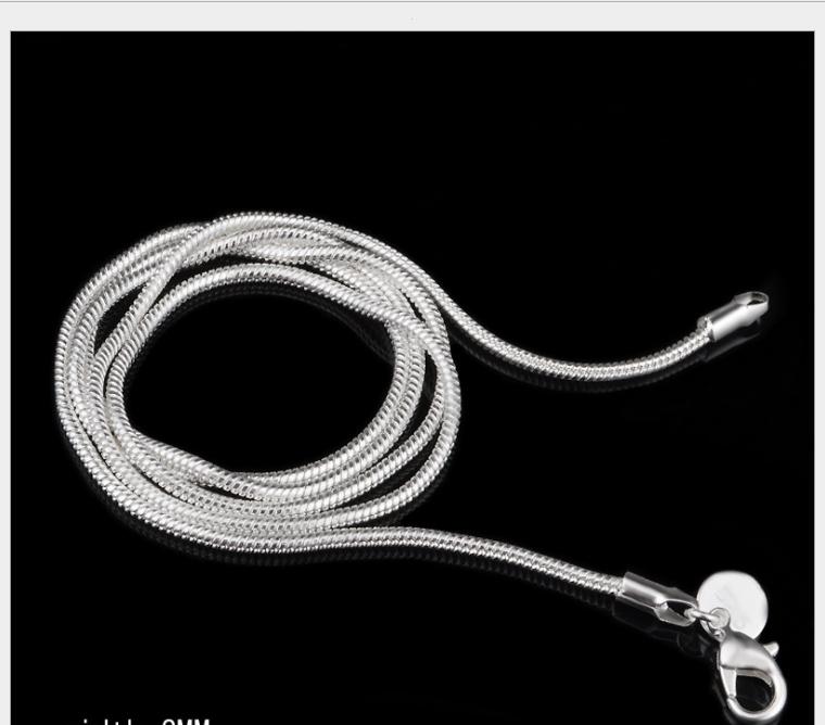 

2021 Cheap Bulk 2MM 925 Sterling Silver Snake Chains Lobster Clasps NecklacesFor women Men Jewelry Size 16 18 20 22 24 inches fast ship