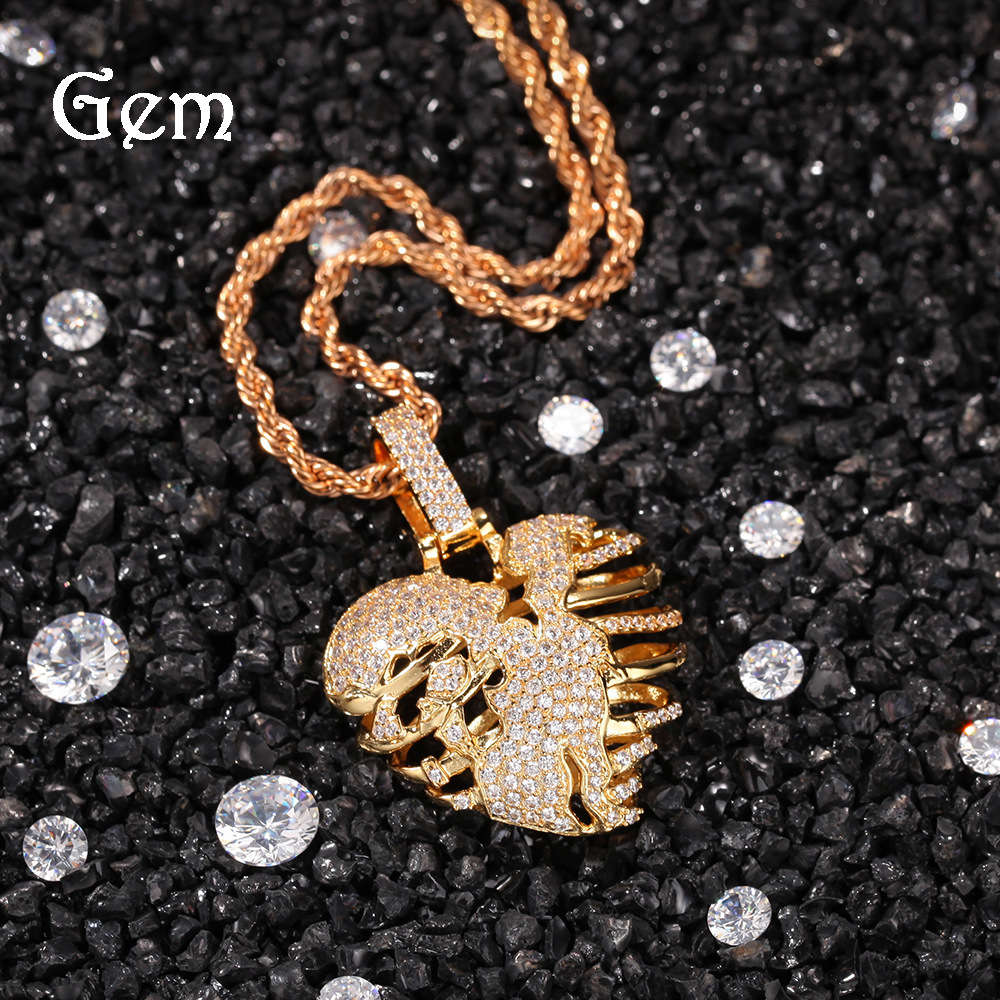 

Personality hollow framework Love Pendant hip hop set zircon tide brand net red necklace hiphop jewelry